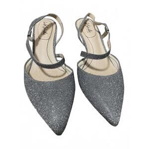 Life Stride Silver Glitter Pointed Slingback Heels